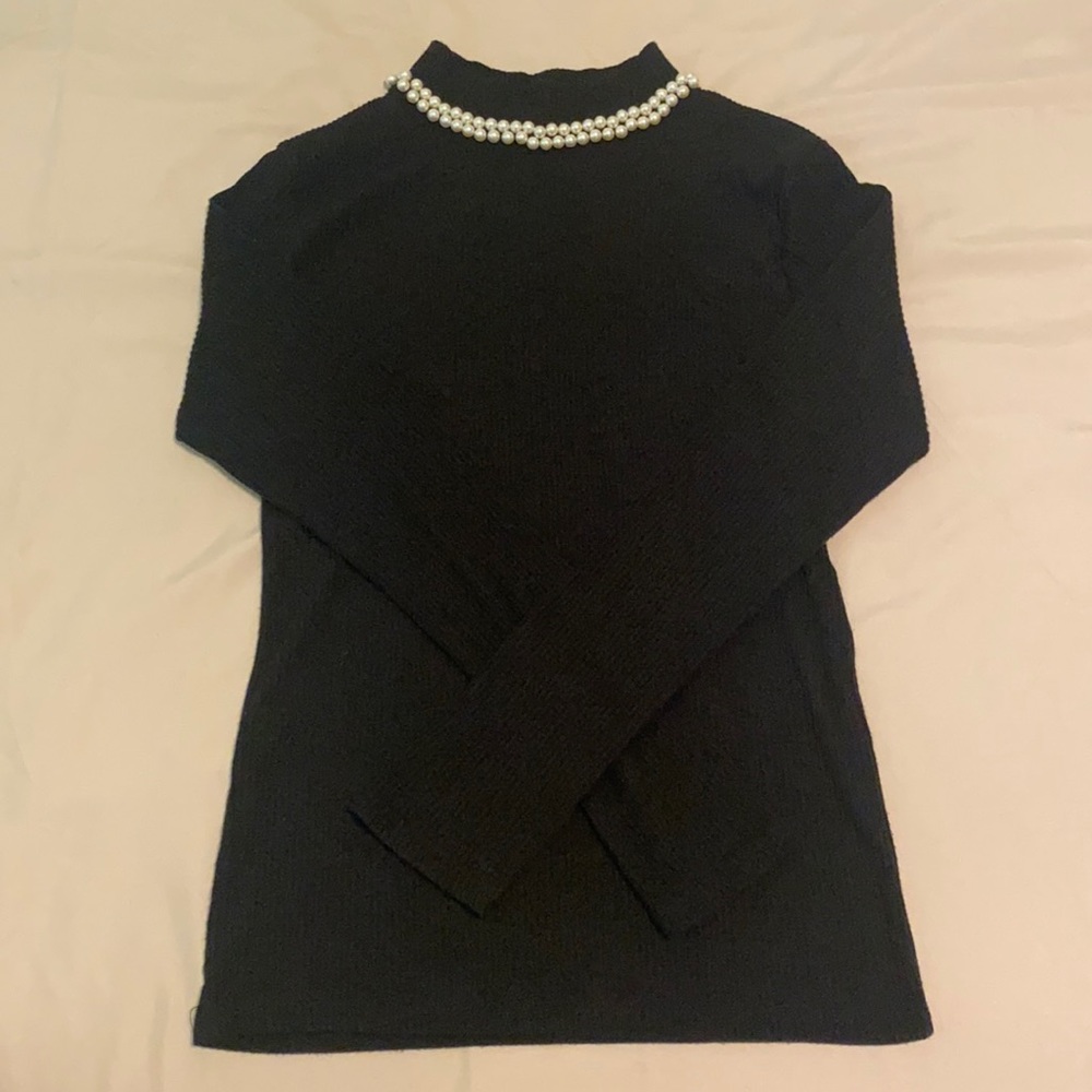 Turtleneck rib-knit slim fit tee (S)